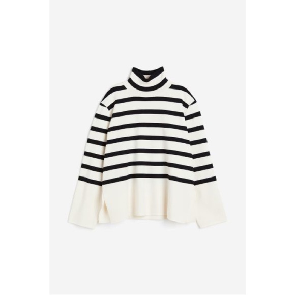 Cream/Striped Mock Turtleneck Sweater - Picture 8 of 9